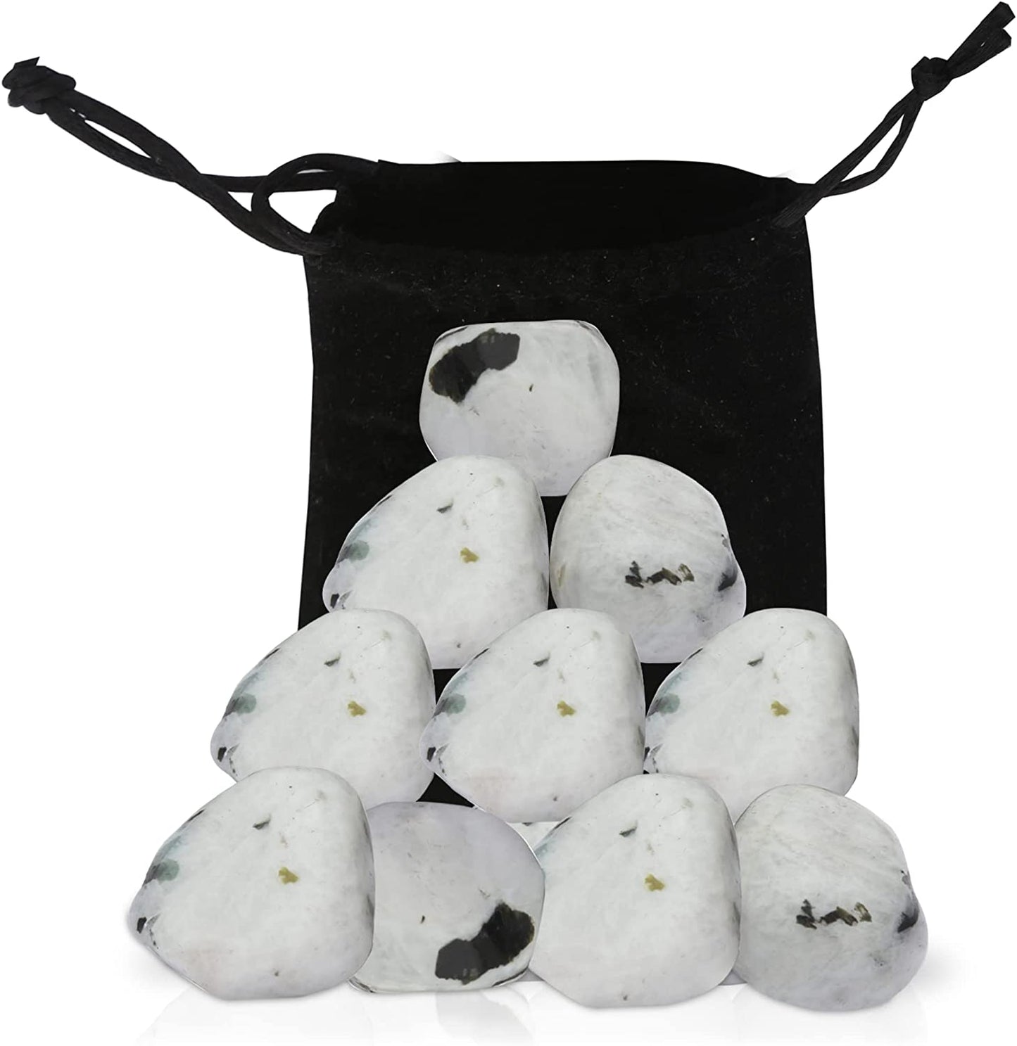 Healing Crystals Rainbow Moonstone Tumbled Stones- Healing Stones and Crystals for Beginners- 8 Piece Real Crystals and Healing Stones - Tumbled Crystals for Witchcraft (8, Rainbow Moonstone)