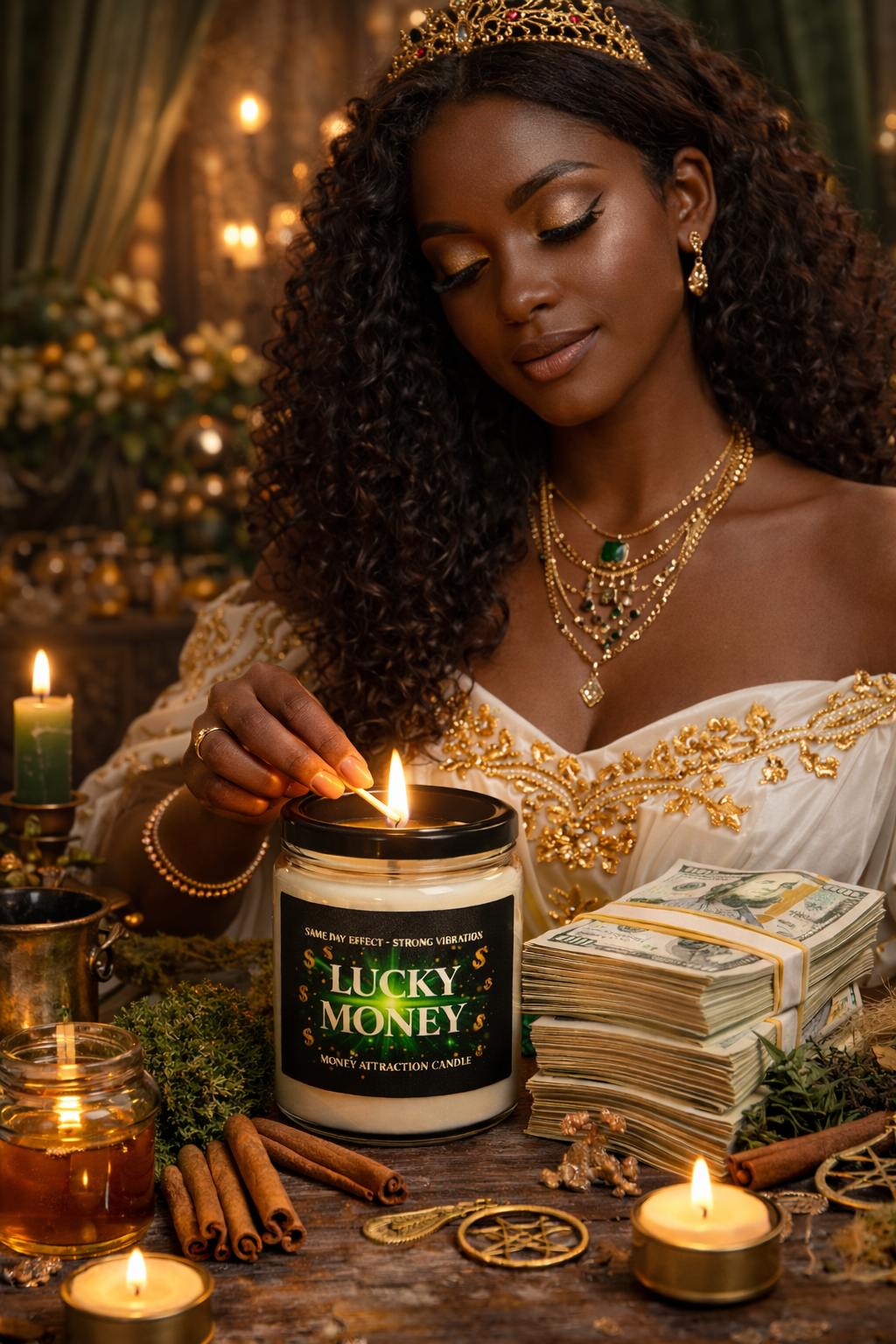 Lucky Money Candle™ – SAME DAY Money Attraction | Open Roads, Fast Cash & Prosperity Spell