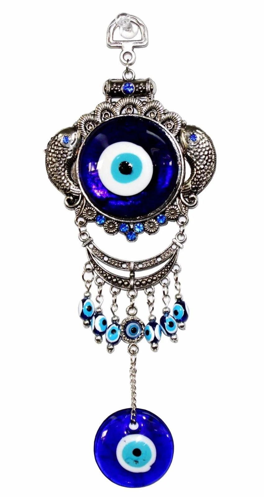 Turkish Blue Evil Eye Fish Amulet Wall Hanging Decor Blessing Protection Gift -D