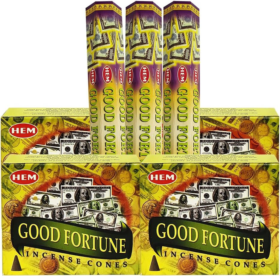 Good Fortune Incense Sticks and Cone Incense Holder Variety Pack Bundle Insence Insense Insienso