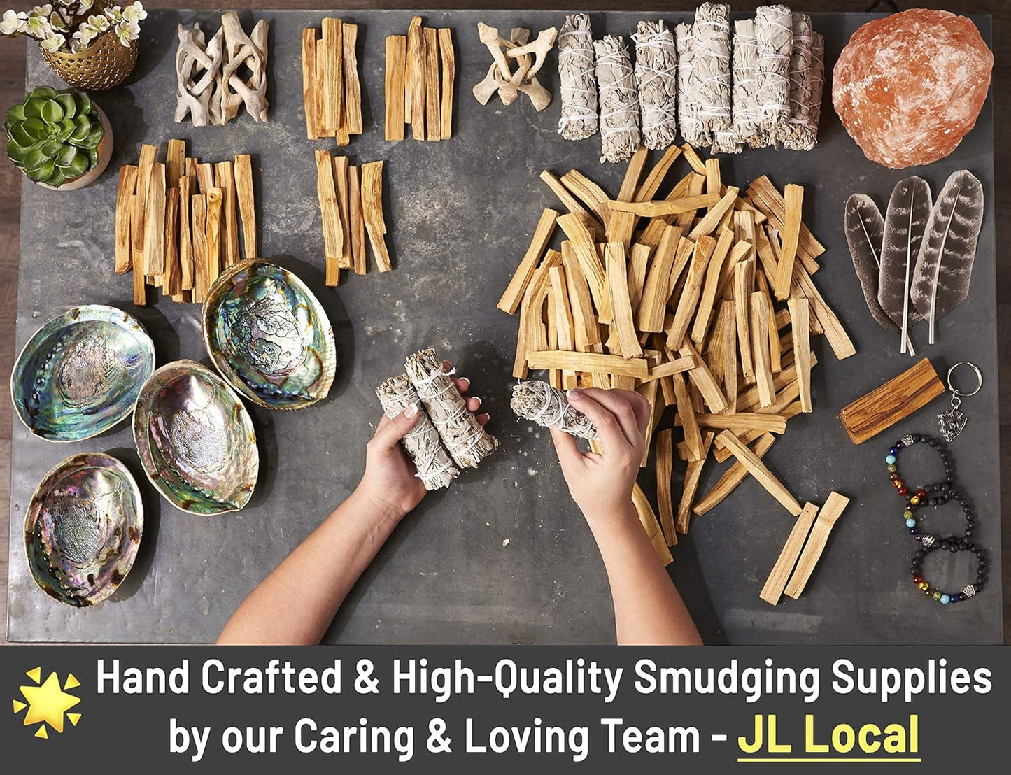 3 White Sage Smudge Kit | Sage Incense Kit for Cleansing | Abalone Shell & Instructions Included | Smudging Kit with White Sage Smudge Sticks (Standard)