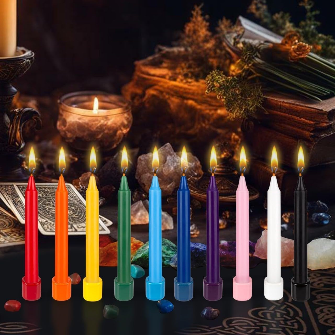 20 Pcs Unscented Black Exquisite Mini Taper Spell Candles, 4 Inch Tall X 1/2 Inch Diameter, Magic Chimes, Enchantment, Casting Rituals, Witchcraft, Wiccan, Altar, Metaphysical