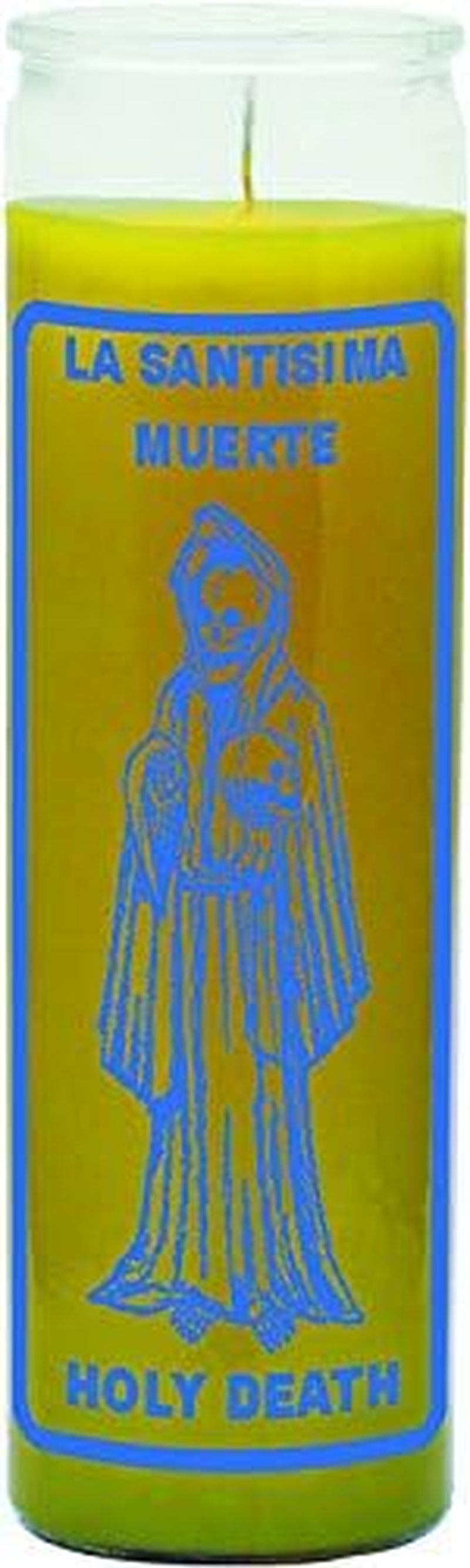 Glass Decorative Spritiual Botanical Voodo Wicca Candle- 7 Day HOLY Death Yellow