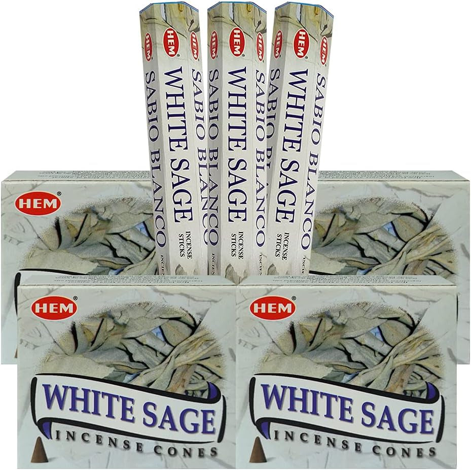 White Sage Incense Sticks and Cone Incense Holder Variety Pack Bundle Insence Insense Insienso