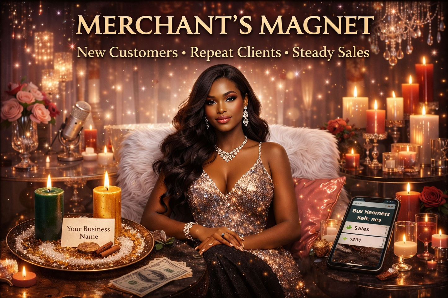 THE MERCHANT’S MAGNET™
New Customers • Repeat Clients • Steady Sales
A Business Attraction Ritual for Real, Ready-to-Pay Clients