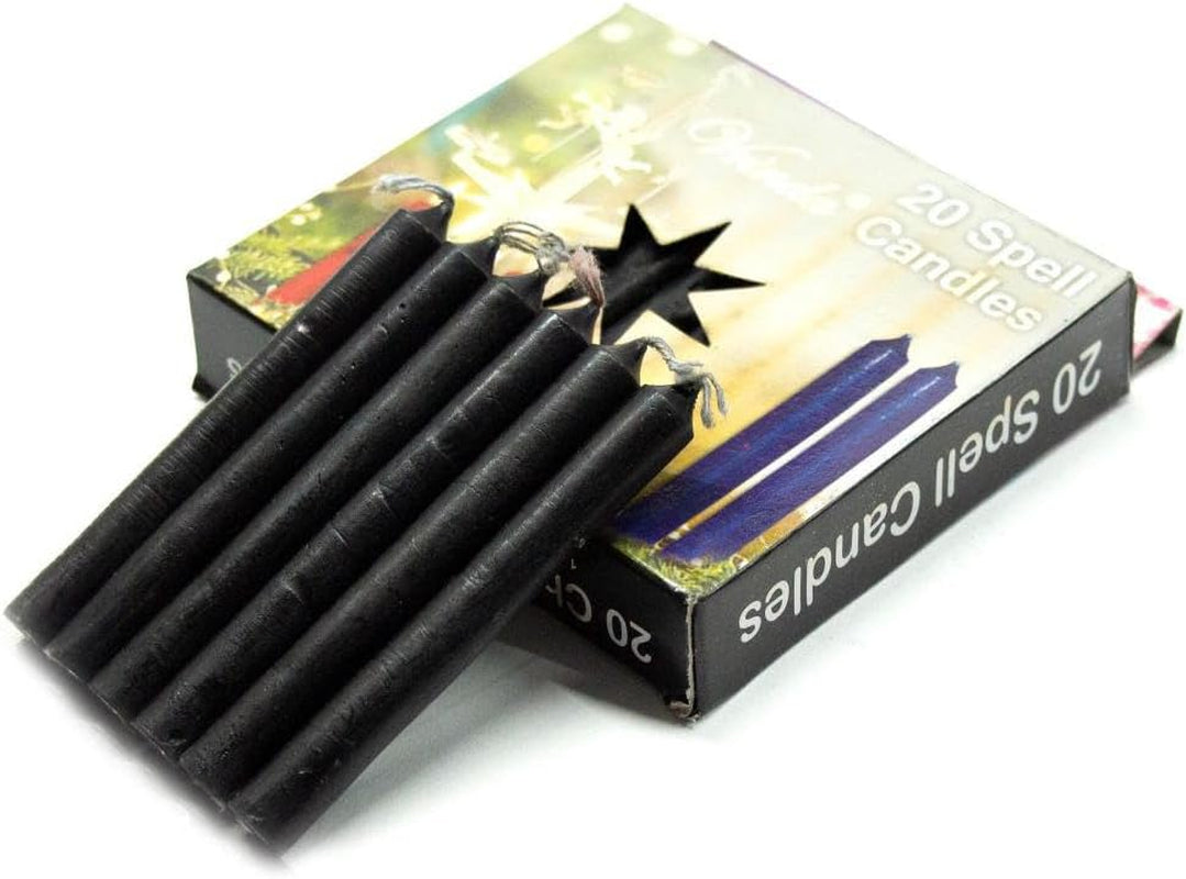 ® Set of 20-4" Mini Chime Ritual Spell Unscented Taper Candles – Ideal for Chime/Altar/Spell Work (Black)