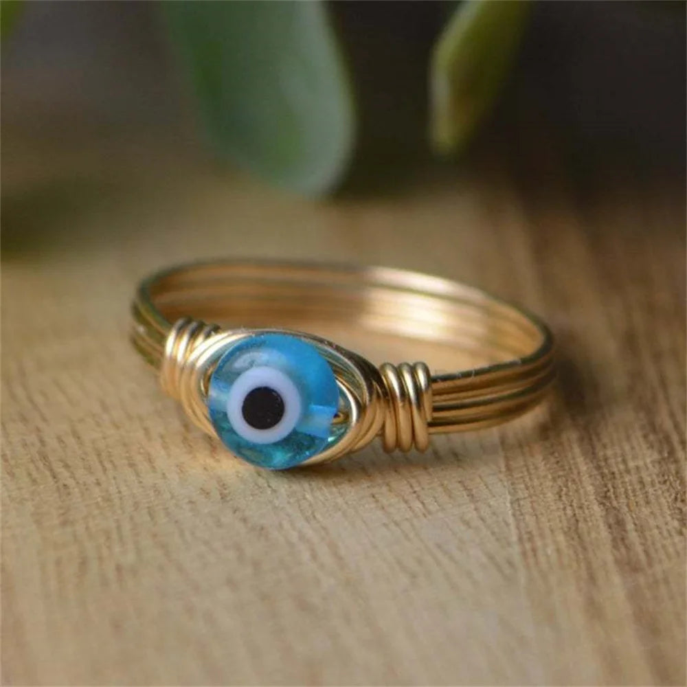 Evil Devil'S Eye Ring Handmade Copper Wire Ring for Women Egirl Unusual Rings 2021 Trend Goth Punk Vintage Fashion Lucky Jewelry