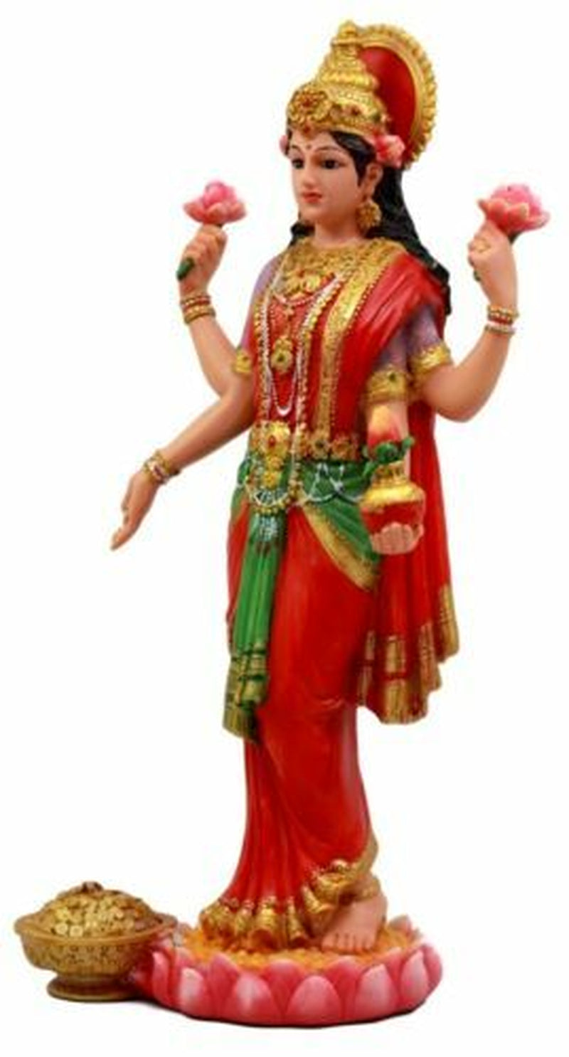 Hindu Goddess Sri Lakshmi Statue 10"H Shakti of Vishnu Goddess of Prosperity