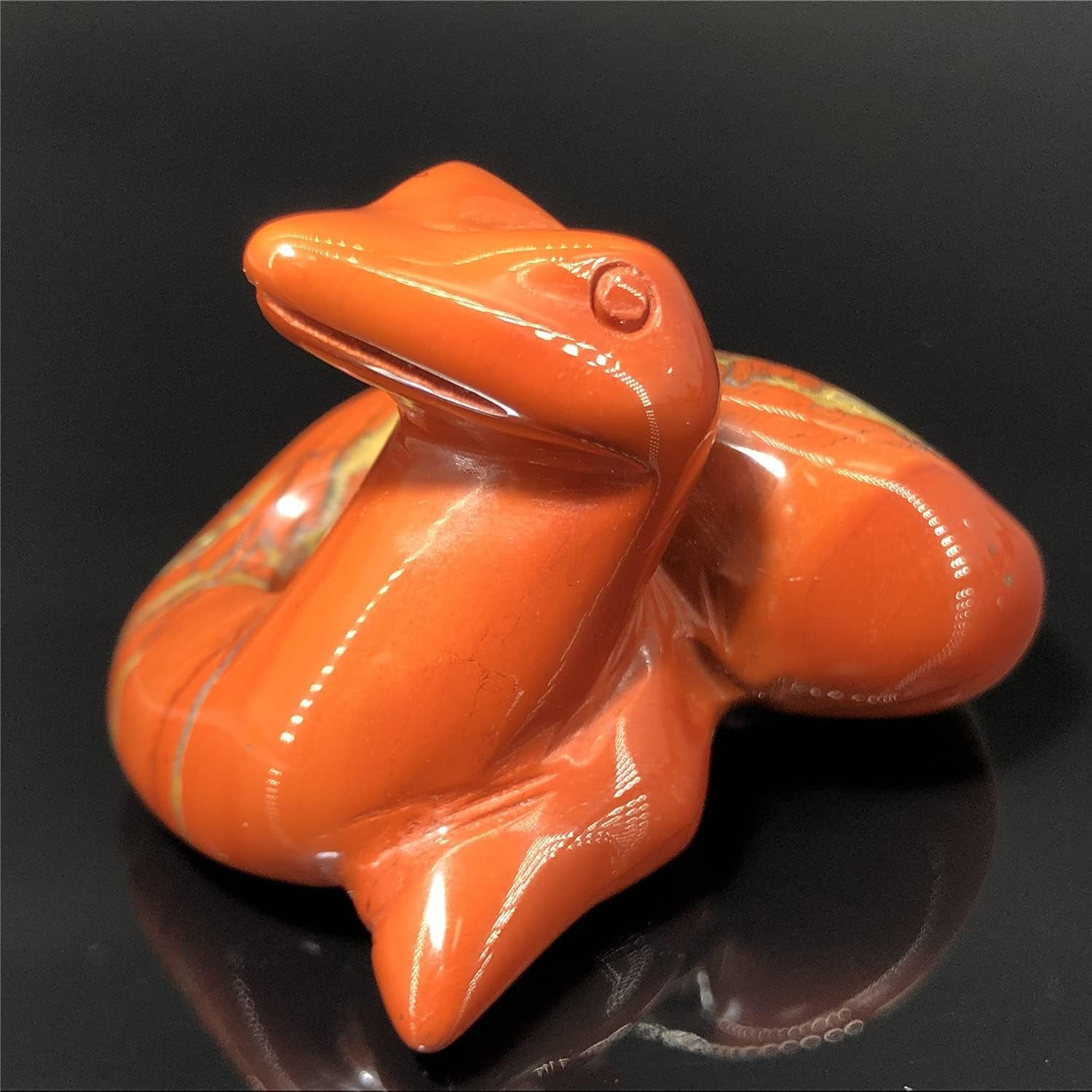 2" Snake Figurine, Hand Carved Healing Crystal Animal Statue Sculpture Home Decoration Red Jasper Snack AL-RJS