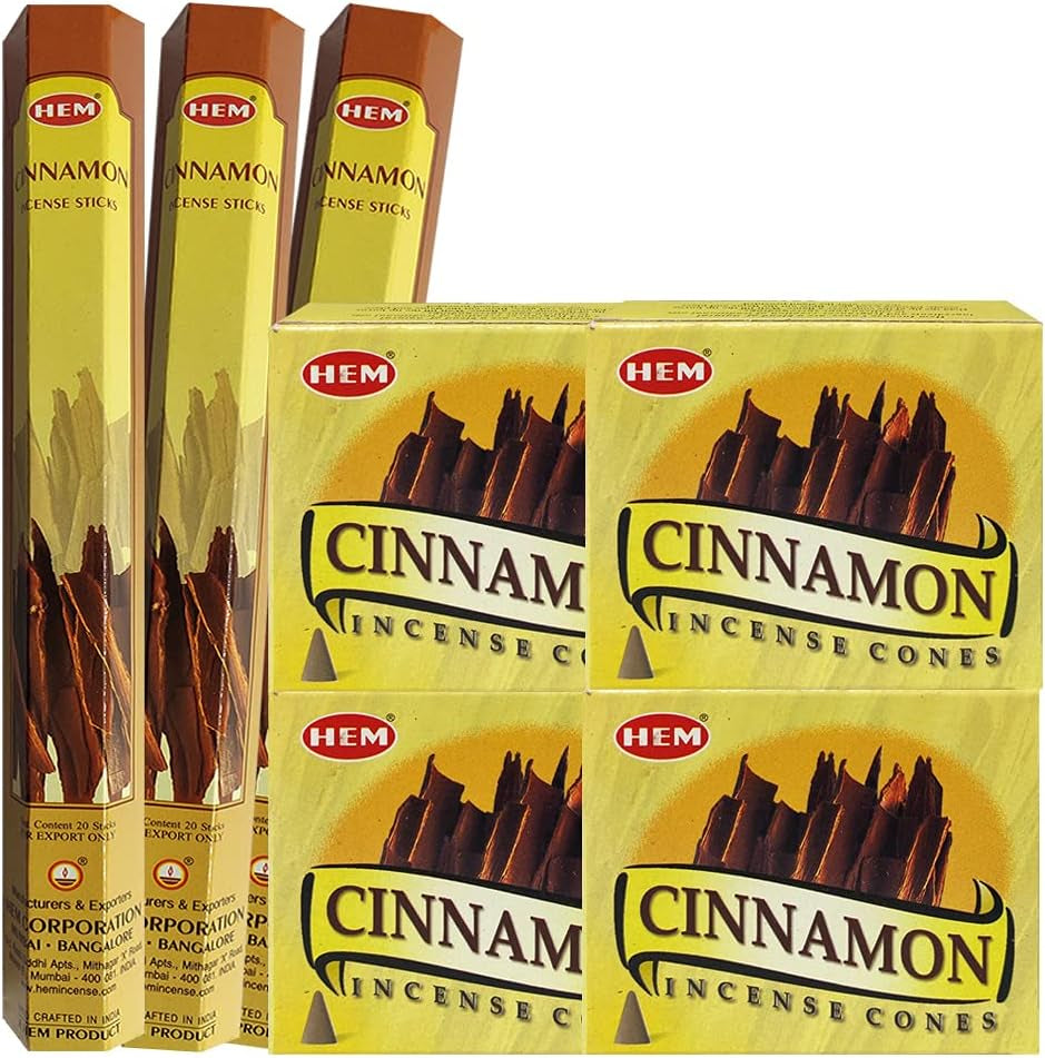 Cinnamon Incense Sticks and Cone Incense Holder Variety Pack Bundle Insence Insense Insienso