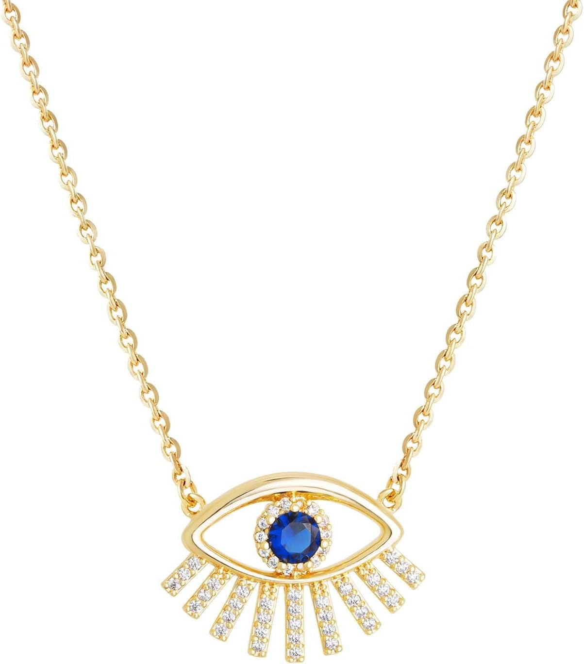 Gold Dainty Evil Eye Necklace for Women 18K Gold Plated Cute Delicate Solitaire Cubic Zirconia Boho Protection Evil Eye Minimalist Simple Necklace