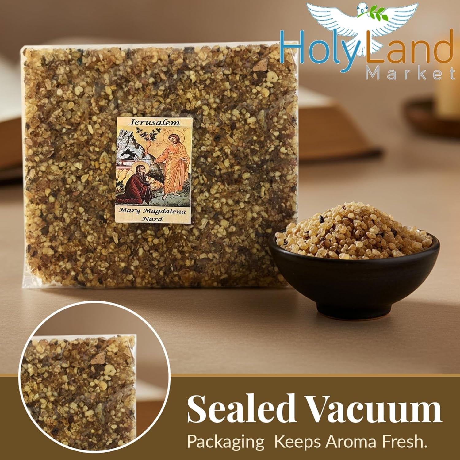 Jerusalem Incense - Crushed & Sealed Flower Incense from the Holy Land, Nard Scent, 3.5 Oz