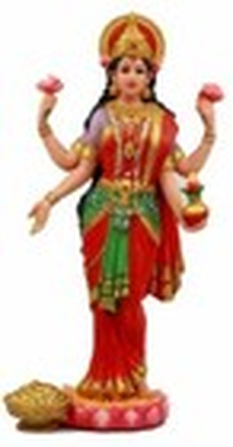 Hindu Goddess Sri Lakshmi Statue 10"H Shakti of Vishnu Goddess of Prosperity