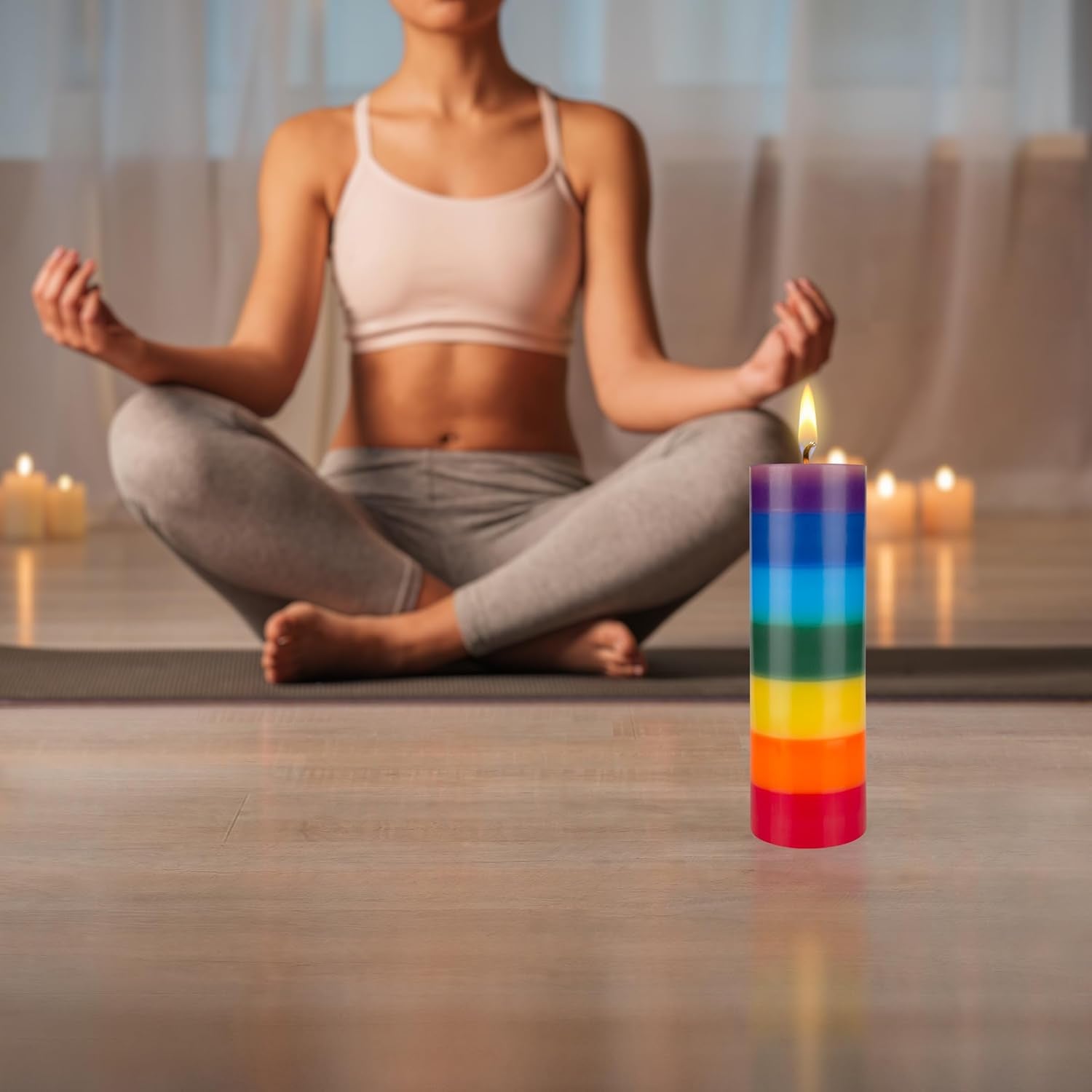 3 Pcs Unscented Multi Color Solid Pillar Chakra Candles, Hand Poured Premium Wax Candle 3 Inch X 9 Inch, 100% Cotton Wick, Positive Energy, Healing, Meditation, Relaxation, Reiki, Yoga