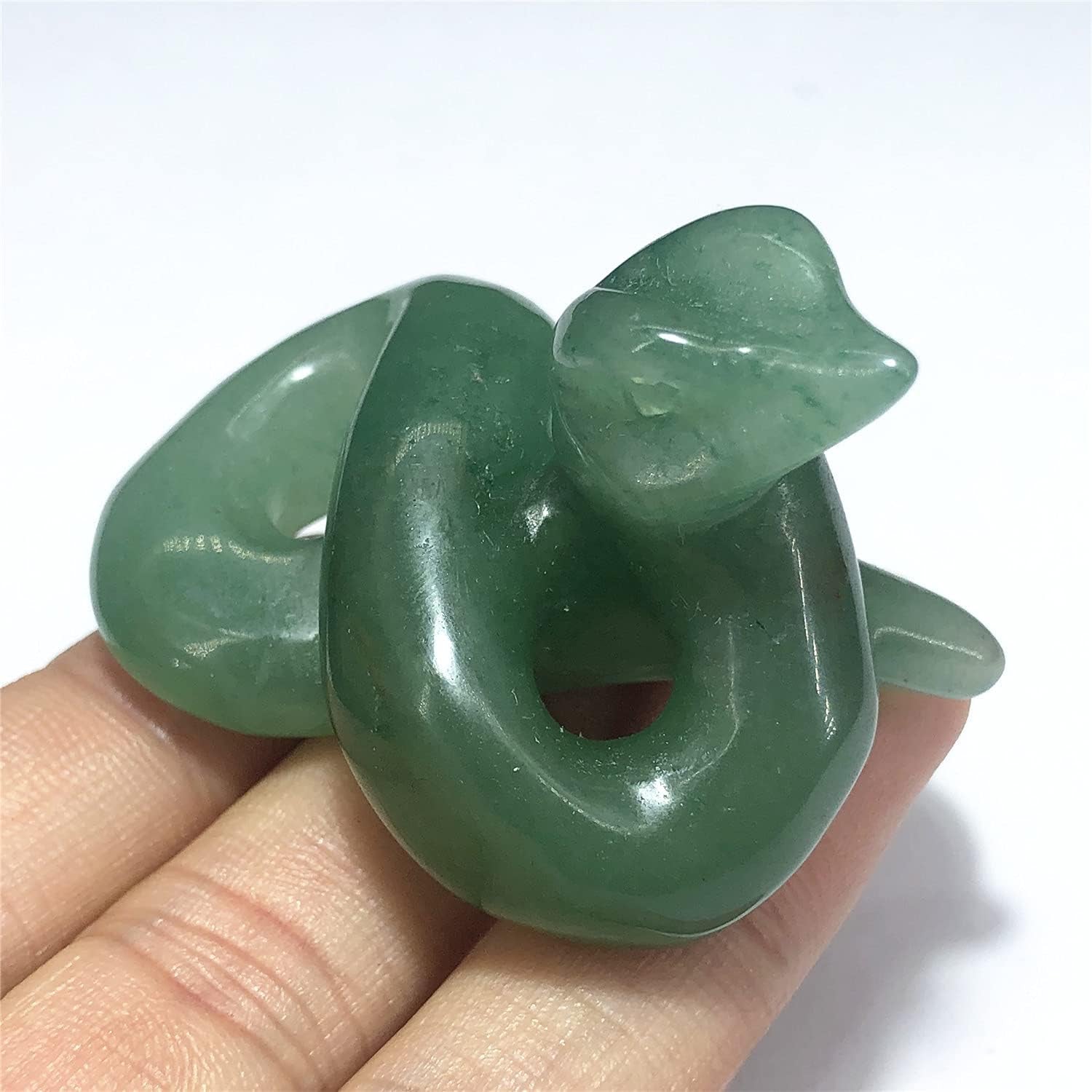 2" Natural Snake Figurine, Hand Carved Healing Crystal Animal Statue Sculpture Home Decoration Aventurine Snake AL-AS