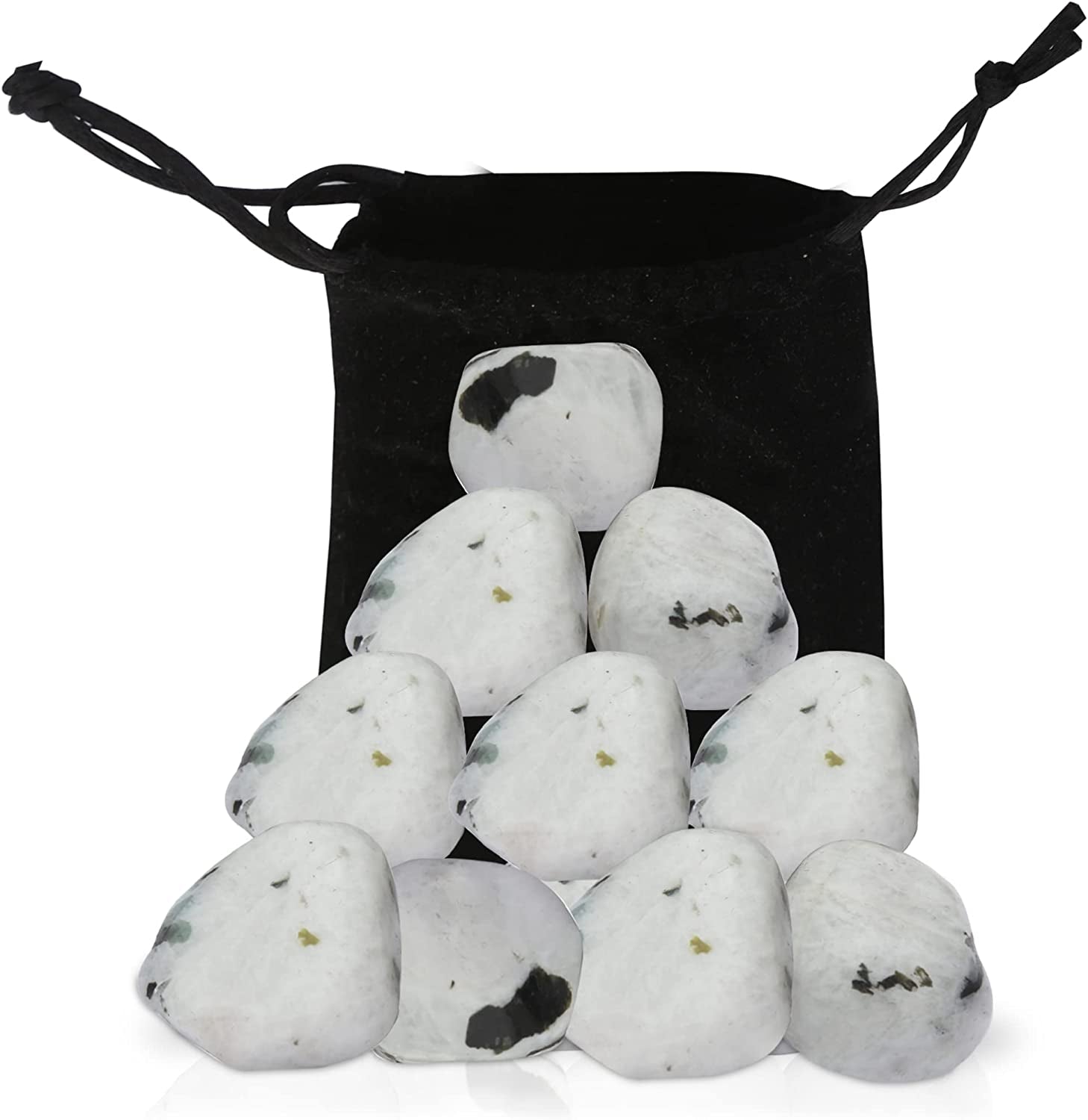 Healing Crystals Rainbow Moonstone Tumbled Stones- Healing Stones and Crystals for Beginners- 8 Piece Real Crystals and Healing Stones - Tumbled Crystals for Witchcraft (8, Rainbow Moonstone)