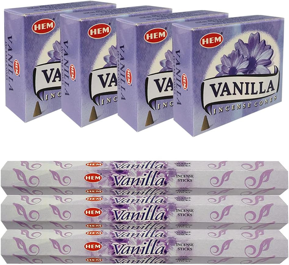 Vanilla Incense Sticks and Cone Incense Holder Variety Pack Bundle Insence Insense Insienso