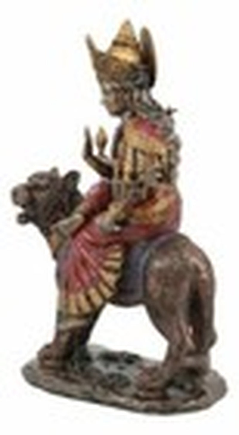 The Invincible Eight Handed Hindu Goddess Durga Sitting on Bahan Tiger Statue