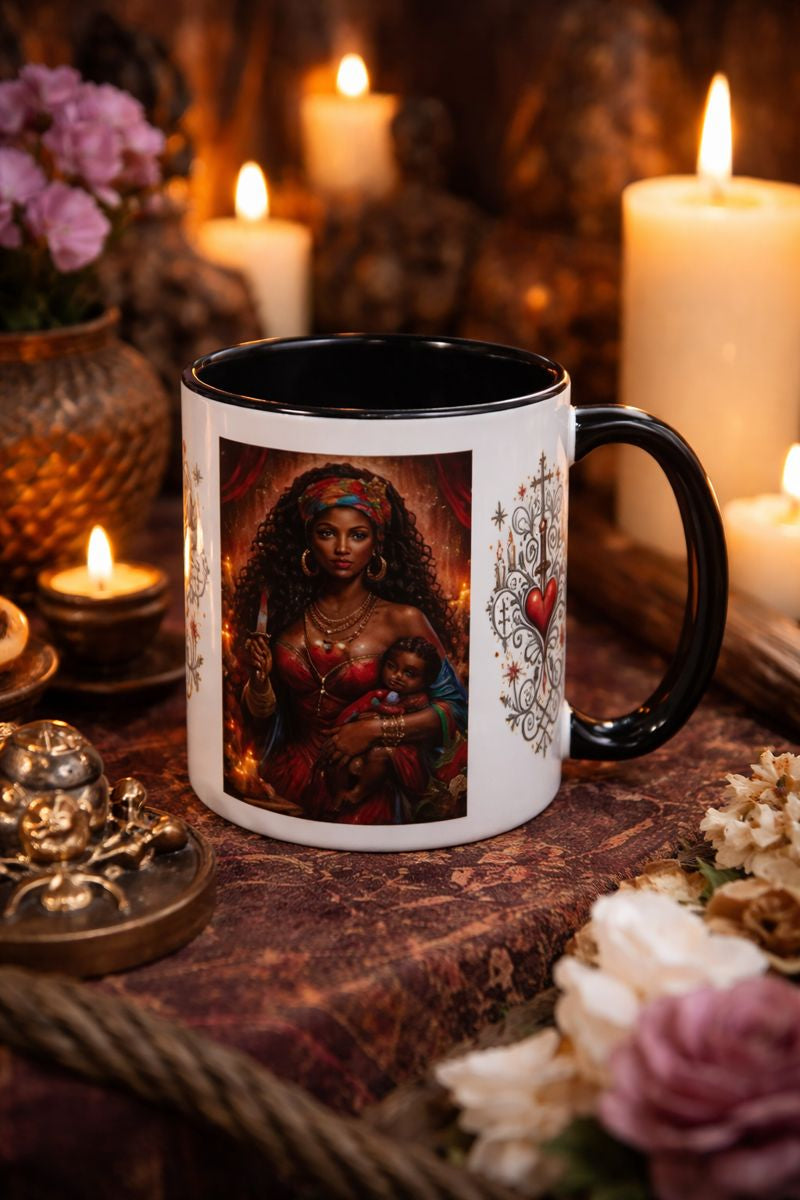 Erzulie Dantor  Coffee Mug ☕🔥 | Protective Mother Goddess Mug for Strength, Justice & Divine Feminine Energy