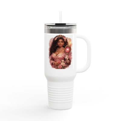 Goddess of Love Pink Rose Tumbler | Luxury Feminine Energy 40oz Coffee Cup | Soft Girl Aesthetic Travel Mug Elegant Rose Goddess Design