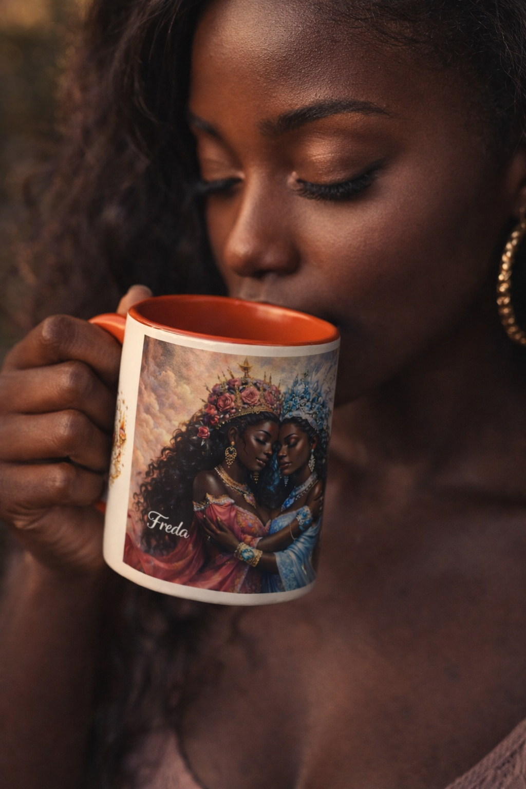 Two Goddesses. One Cup. Unmatched Power ☕✨ | Erzulie Freda & Erzulie Dantor Mug Dual Goddess Art, Heart & Cross Decorative Accent