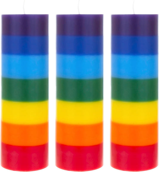 3 Pcs Unscented Multi Color Solid Pillar Chakra Candles, Hand Poured Premium Wax Candle 3 Inch X 9 Inch, 100% Cotton Wick, Positive Energy, Healing, Meditation, Relaxation, Reiki, Yoga