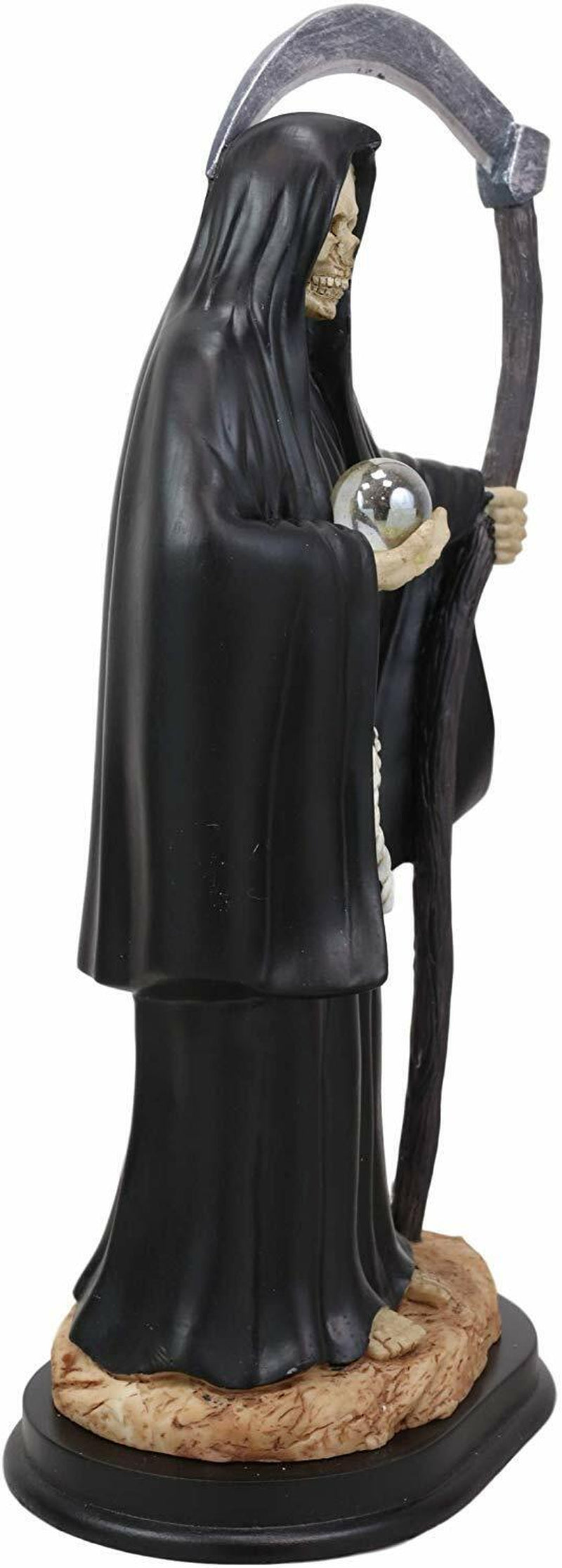 Ebros 12.75" Tall Holy Santa Muerte Holding Scythe in Black Tunic Robe Statue