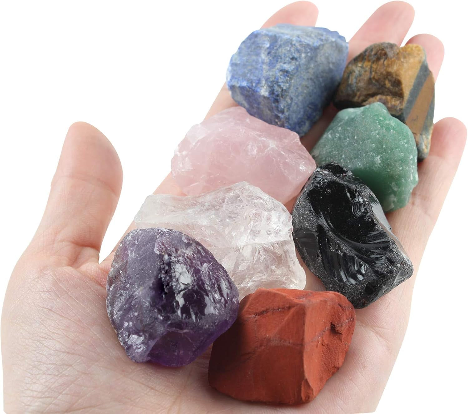 Chakra Stones Set -Reiki Healing Crystals for Healing, Meditation, Chakra Balance or Ritual (Rough*8 Pcs+2Pcs)