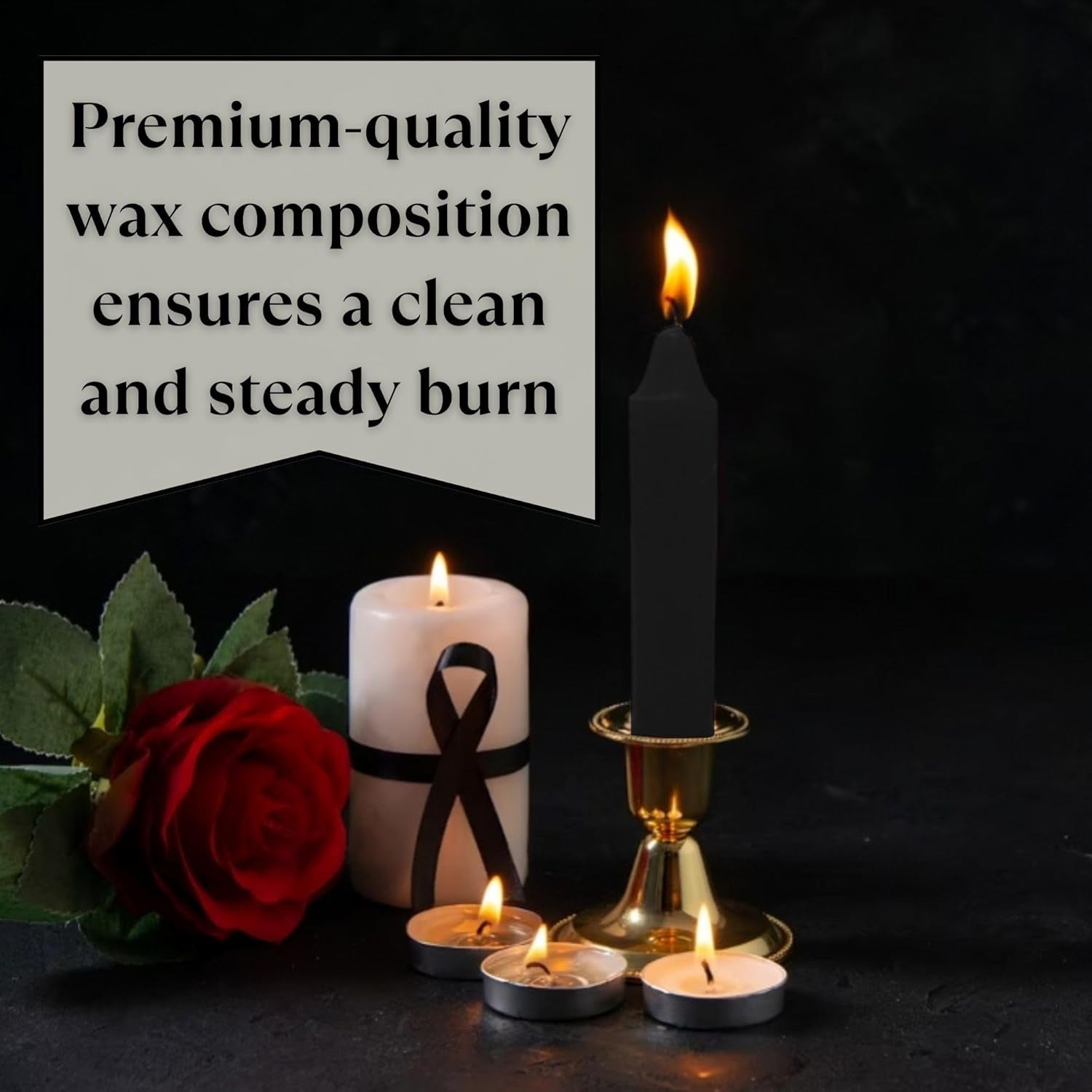 ® Set of 20-4" Mini Chime Ritual Spell Unscented Taper Candles – Ideal for Chime/Altar/Spell Work (Black)