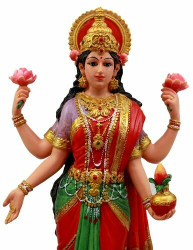 Hindu Goddess Sri Lakshmi Statue 10"H Shakti of Vishnu Goddess of Prosperity