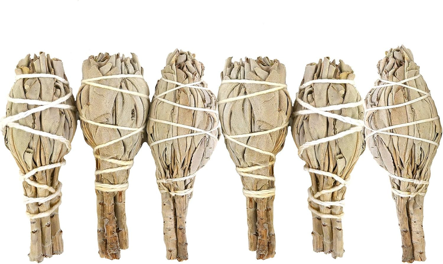 Premium California White Sage 4 Inch Smudge Sticks - Torch Wands Home Cleansing, Fragrance, Meditation, Yoga, Blessing, Smudging Rituals, New Home (6 Pack)