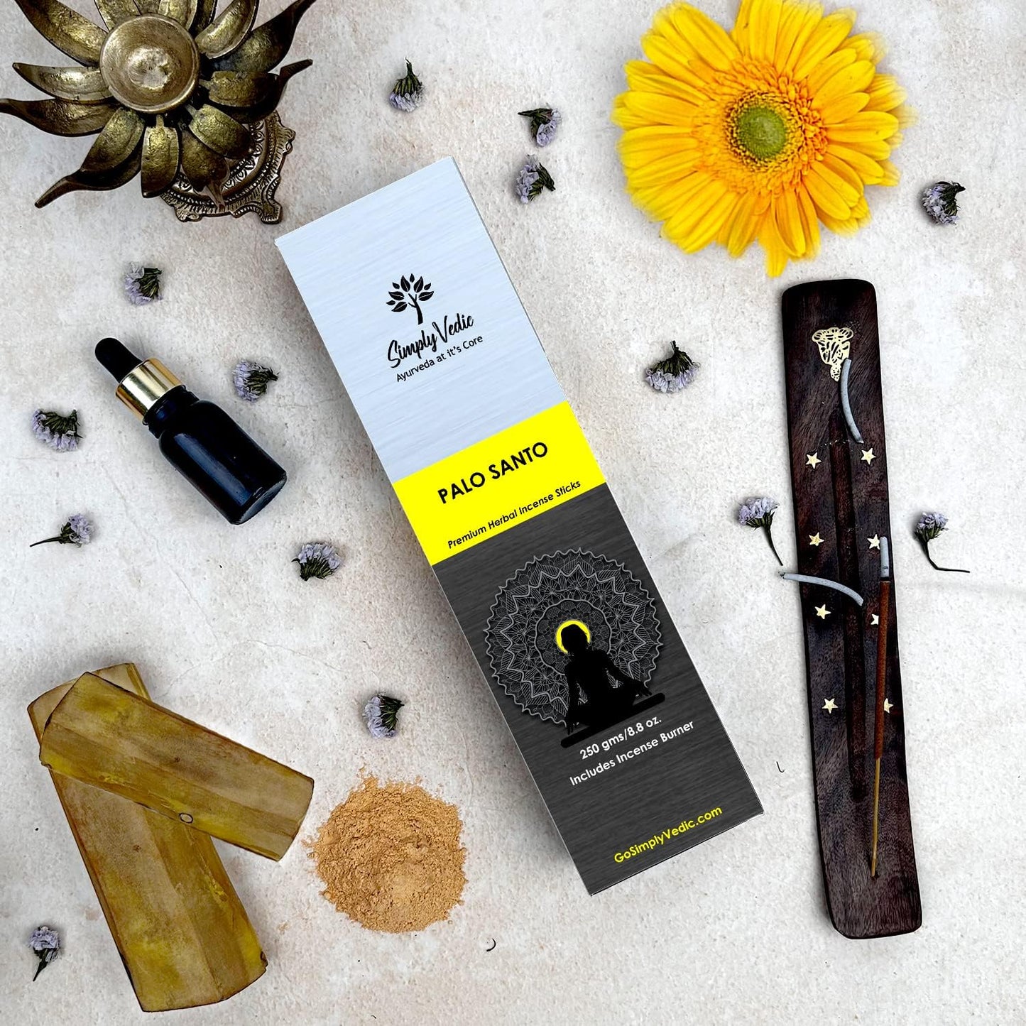 Palo Santo Incense Sticks – 250G Pack (Approx. 135 Handmade Agarbatti + Free Holder) | Natural & Charcoal-Free | 45-Min Burn for Meditation, Yoga, Aromatherapy, Energy Cleansing