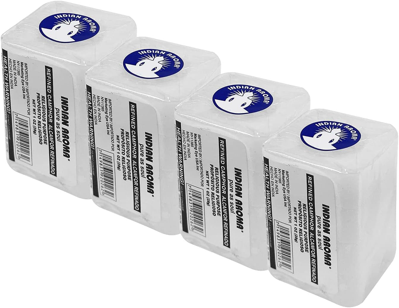 Box of Premium Quality Refined Camphor Blocks for Aromatherapy, Odor Eliminator, Puja, Alcanfor (114 Grams)