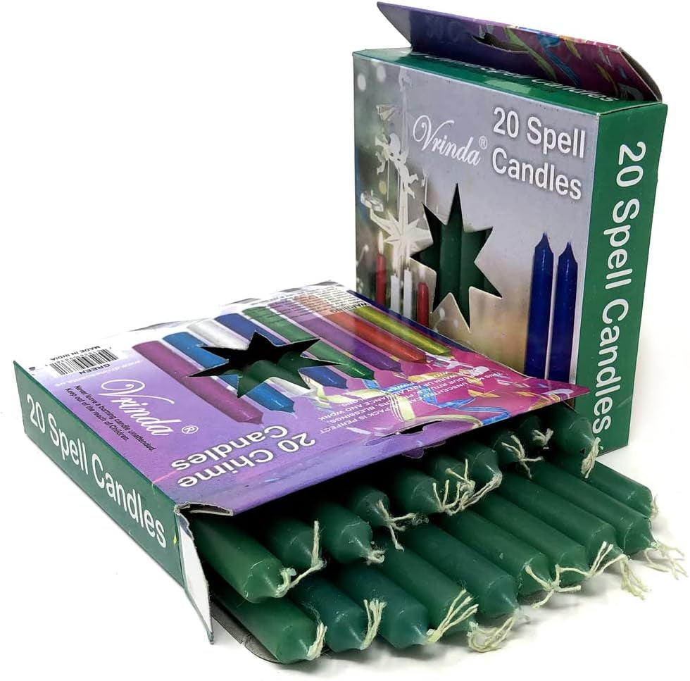 ® Set of 20-4" Mini Chime Ritual Spell Unscented Taper Candles – Ideal for Chime/Altar/Spell Work (Green)