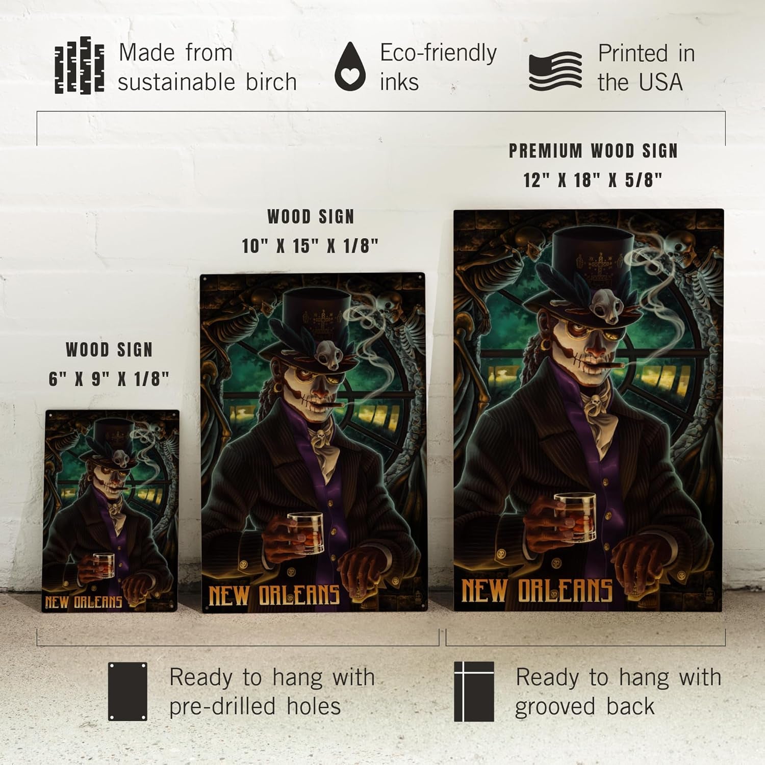 6X9 Inch Wood Sign, Ready to Hang Wall Decor, New Orleans, Louisiana, Voodoo