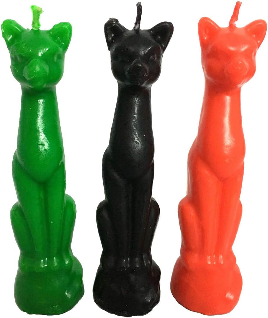 Cat Candle, Great for Halloween, Birthdays, Wicca Spells, Etc. (Black)
