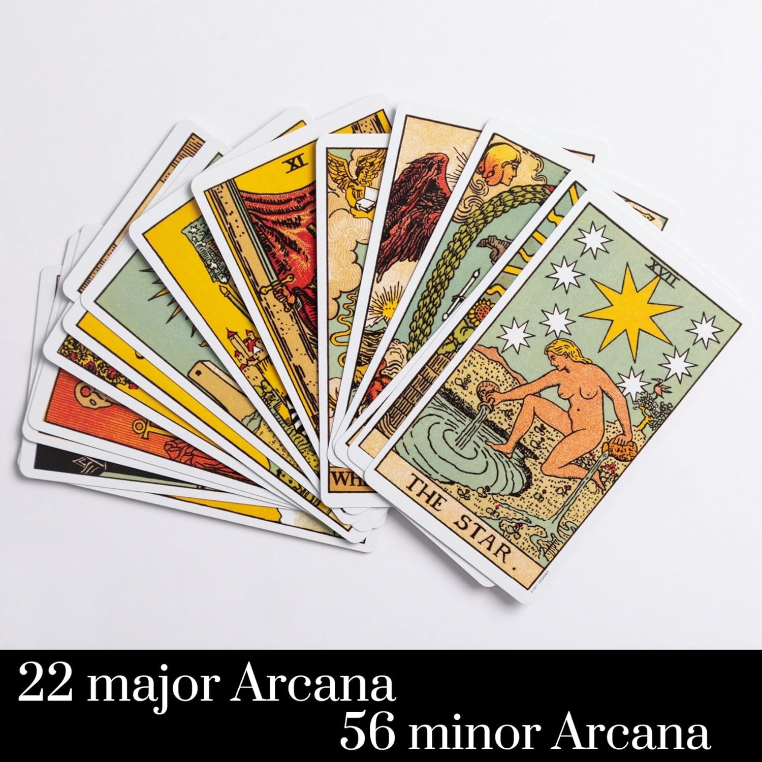 Classic Tarot Cards Deck with Guidebook Instructions Manual in Transparent Box and Velvet Bag with 17.7 Inch Lanyard Keychain (S+N)