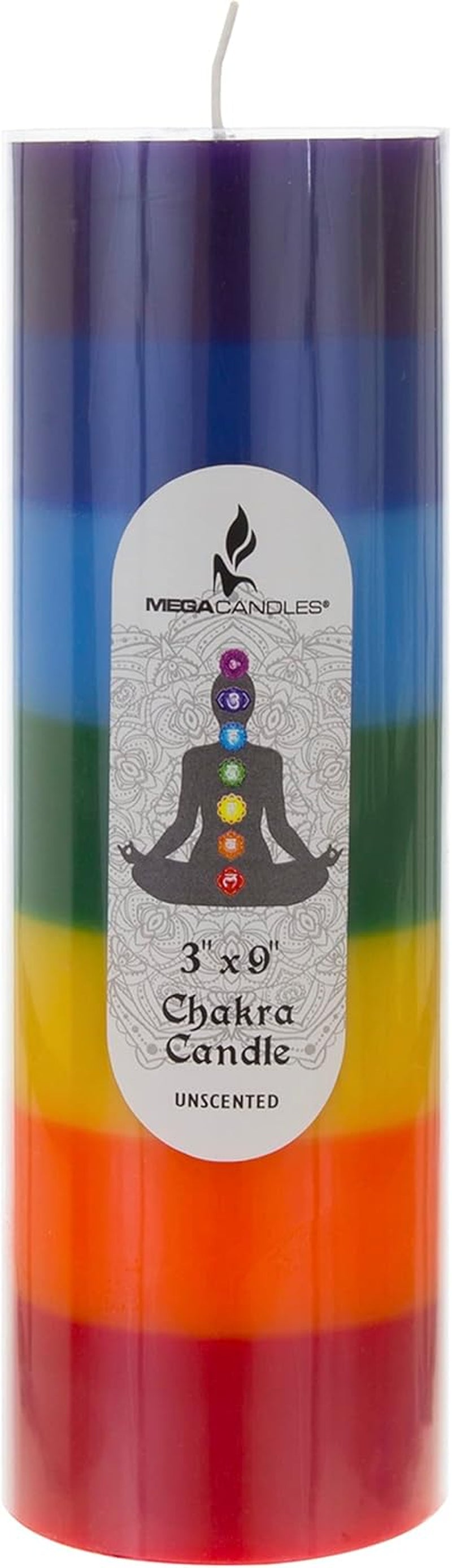 3 Pcs Unscented Multi Color Solid Pillar Chakra Candles, Hand Poured Premium Wax Candle 3 Inch X 9 Inch, 100% Cotton Wick, Positive Energy, Healing, Meditation, Relaxation, Reiki, Yoga