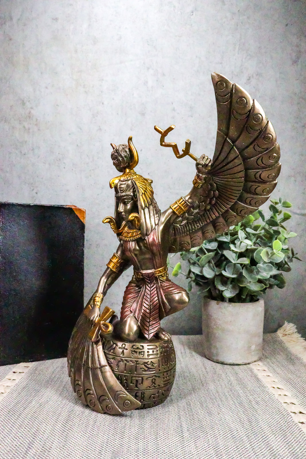 Ebros Egyptian Goddess Isis Ra Holding Ankh Figurine 9"H Statue Collectible