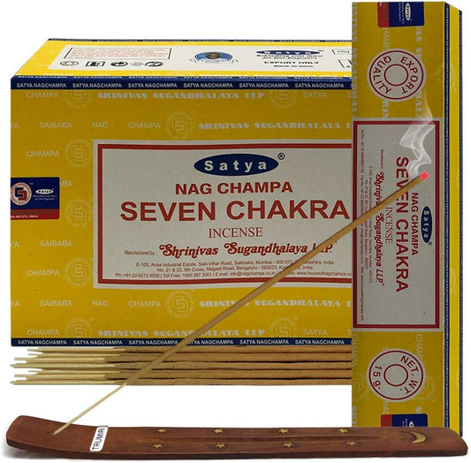 Seven Chakra Incense Sticks and Incense Stick Holder Bundle Insence