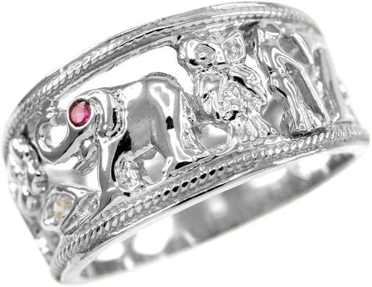 Fine 925 Sterling Silver Open Design Cz-Studded Good Luck Charm Ring