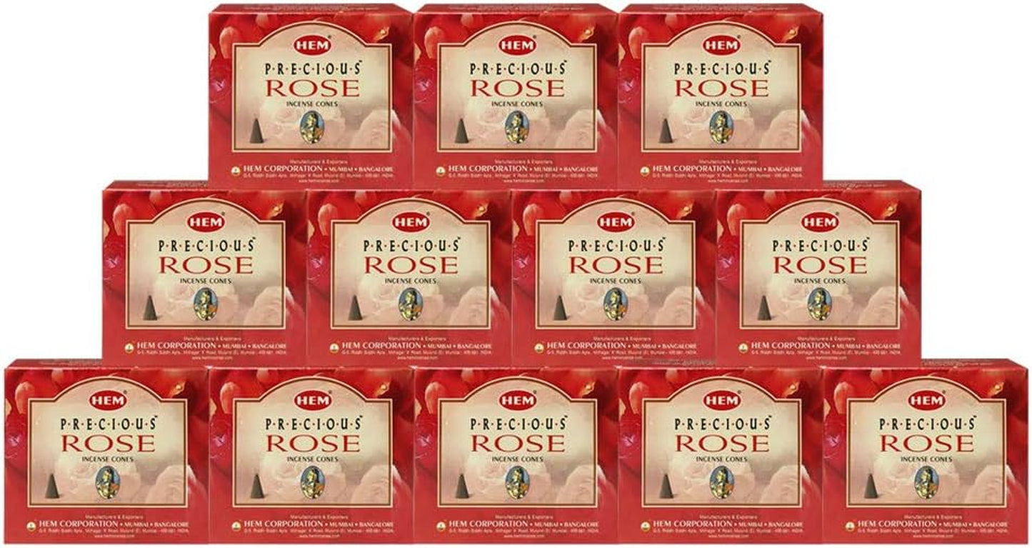 Precious Rose Incense Cones and Cone Incense Burner Bundle Insence Insense Hem Incense