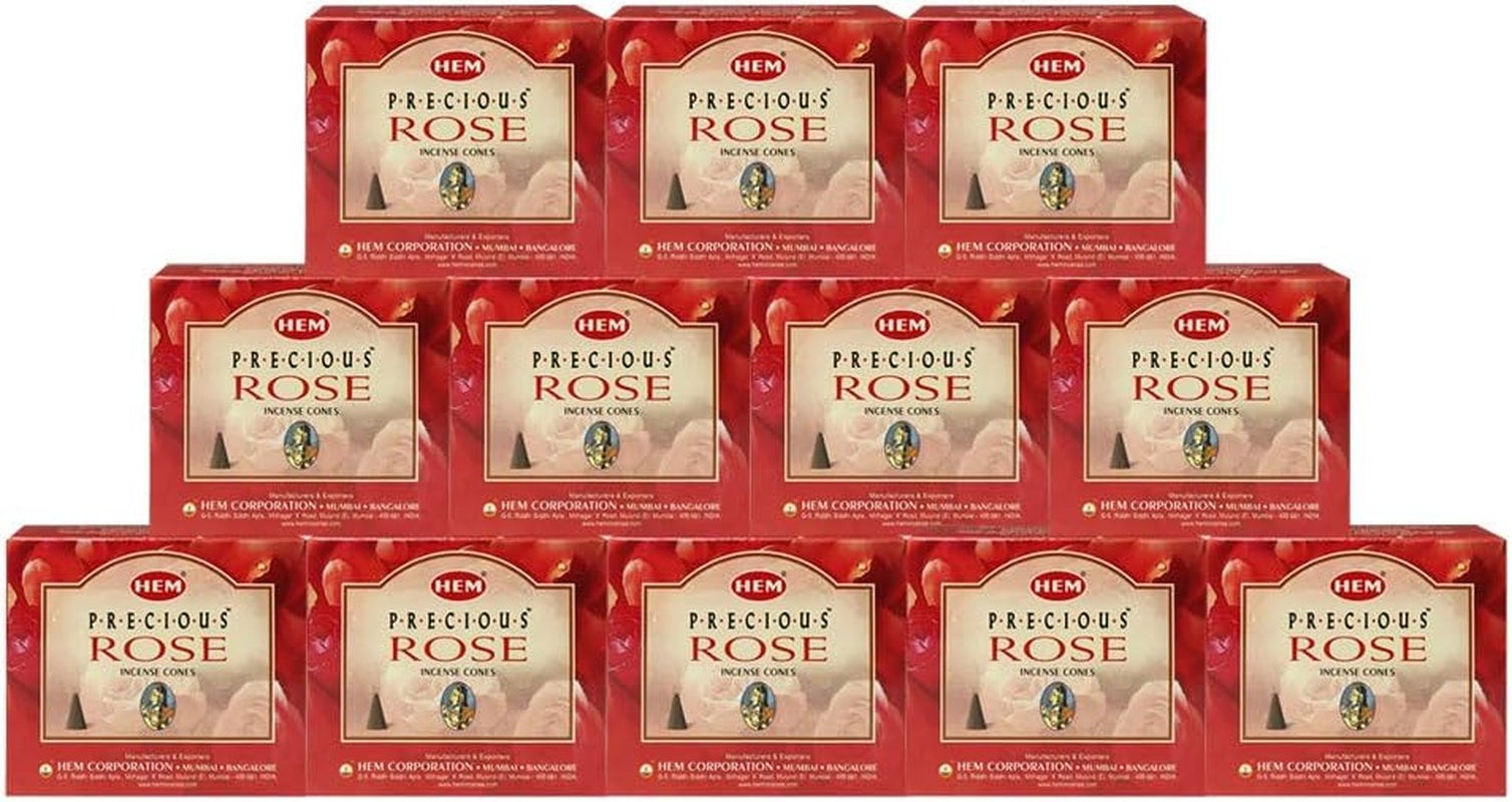 Precious Rose Incense Cones and Cone Incense Burner Bundle Insence Insense Hem Incense