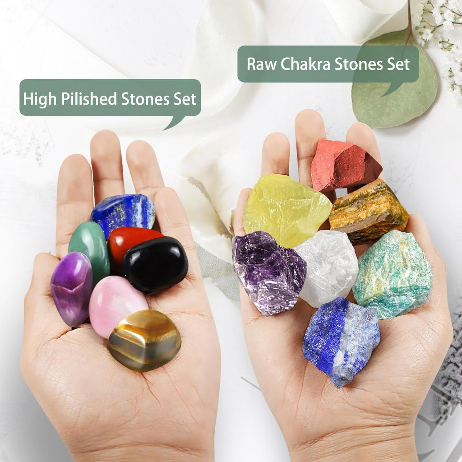 Crystals and Healing Stones Set, Chakra Crystal Kit, 28 Pcs Real Crystals for Beginners Rocks Gem Stones Energy Meditation Natural Reiki Spiritual Balancing Mindful Souls, Crystals Set Gifts for Women