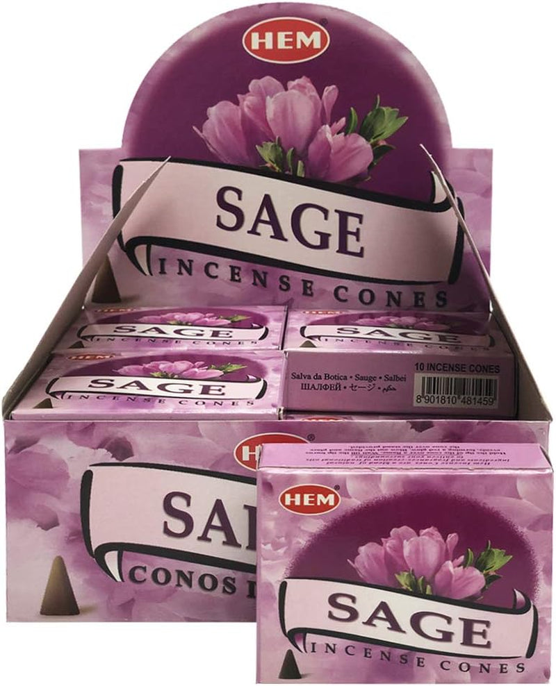 Sage Incense Cones and Cone Incense Burner Bundle Insence Insense Hem Incense