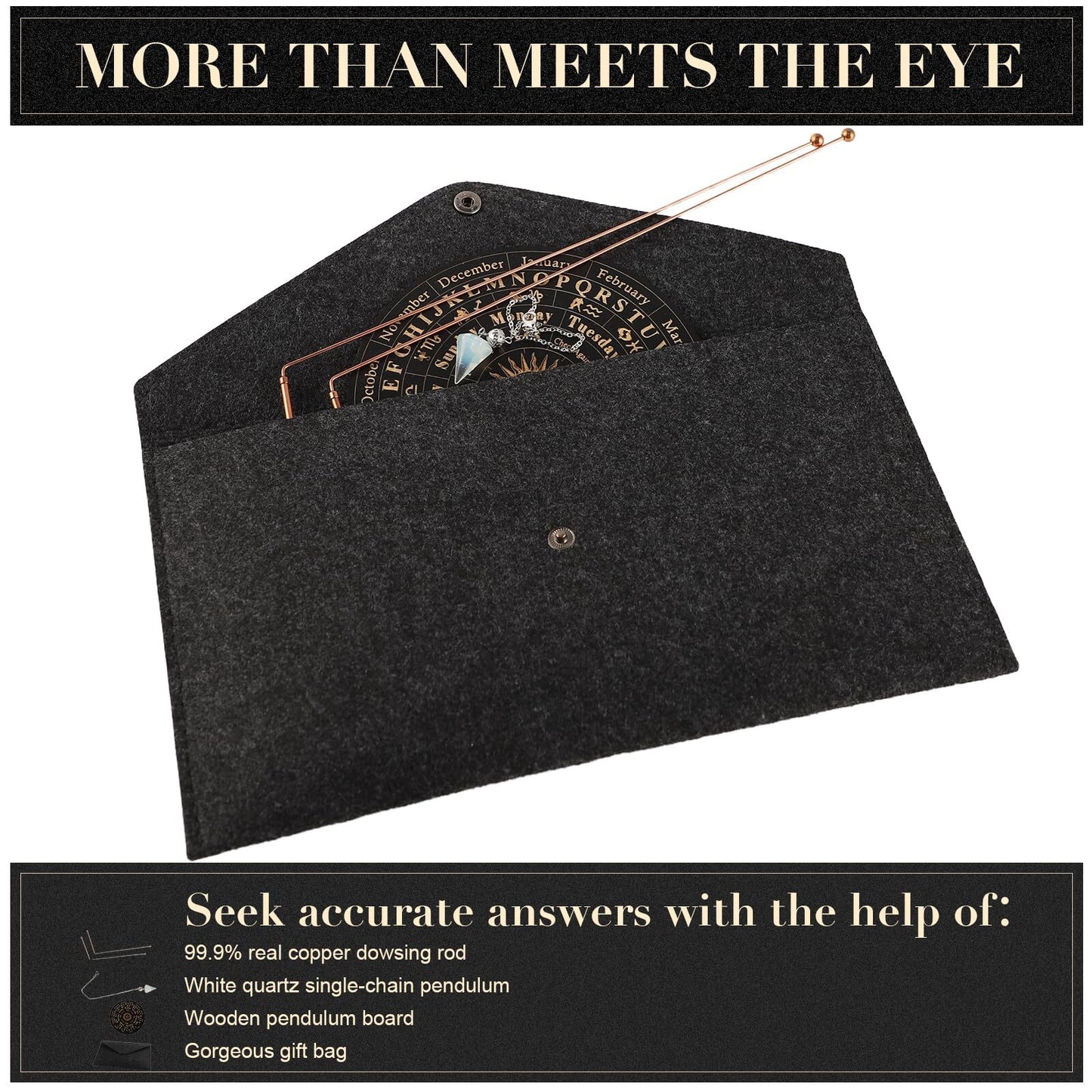 99.99% Copper Dowsing Rods - 2PCS Divining Rods+Dowsing Pendulum + Divination...