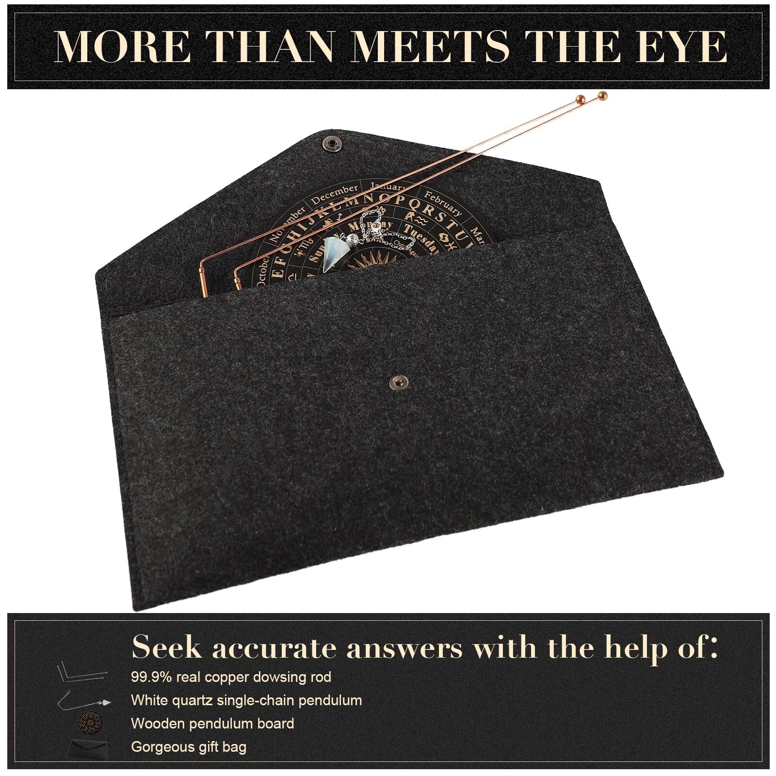 99.99% Copper Dowsing Rods - 2PCS Divining Rods+Dowsing Pendulum + Divination...