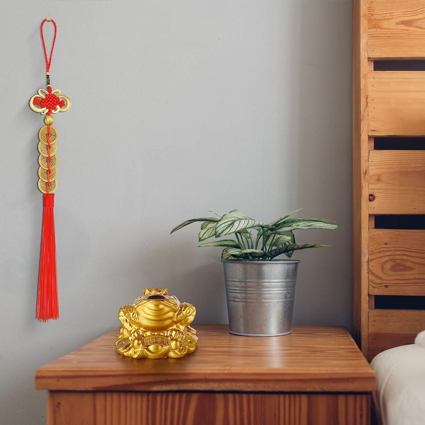 Feng Shui Money Frog Chinese Coin Money Toad Three Legged with Coin, 4 Pieces