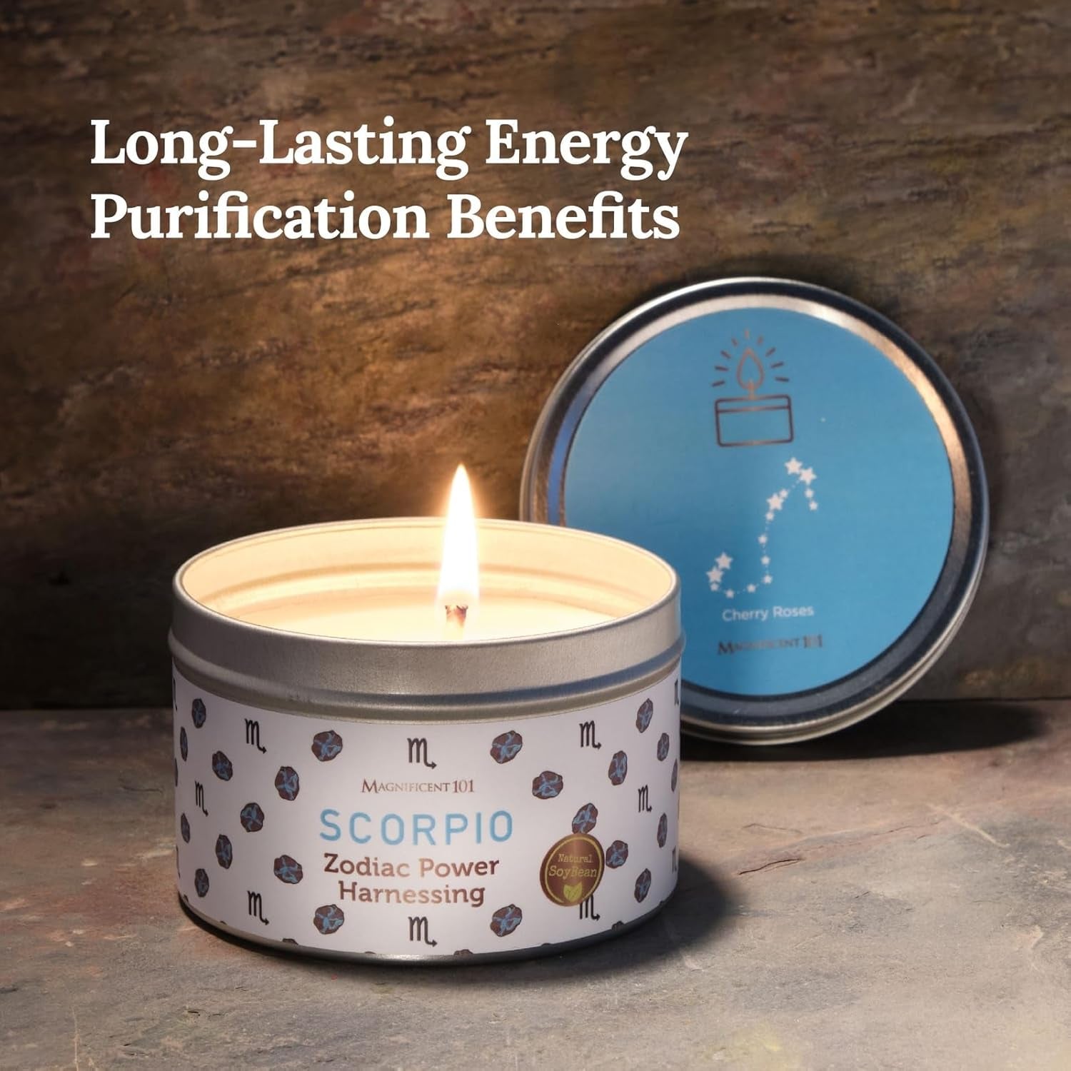 Scorpio Zodiac Sign Candle - Scented Soy Wax - Choose Your Birthdate - Great Holiday Favor for Horoscope Fans - 6 Oz Tin Holder