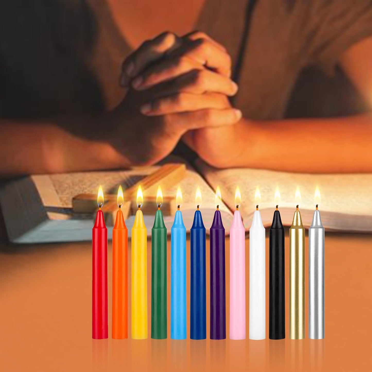 12 Pcs Unscented Supreme Assorted Colors Taper Chime Candles, Handcrafted Wax Candle 4 Inch X 1/2 Inch, Magic Chimes, Rituals, Spells, Witchcraft, Wiccan, Meditation, Altar, Metaphysical